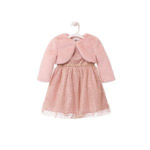 Rare Editions Blush Pink Dress with Trim Detail Toddler
